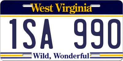 WV license plate 1SA990