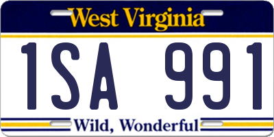 WV license plate 1SA991