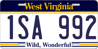 WV license plate 1SA992