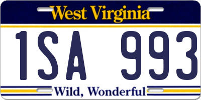 WV license plate 1SA993