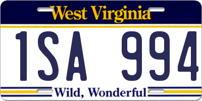 WV license plate 1SA994