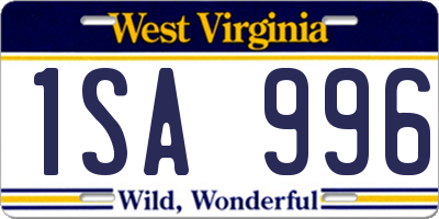 WV license plate 1SA996