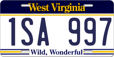 WV license plate 1SA997