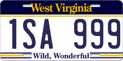 WV license plate 1SA999