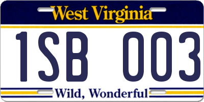 WV license plate 1SB003