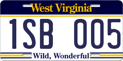 WV license plate 1SB005