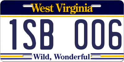 WV license plate 1SB006