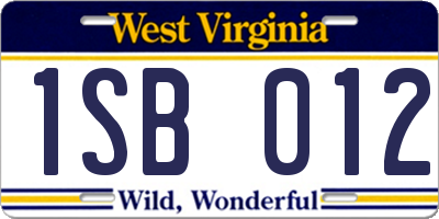 WV license plate 1SB012