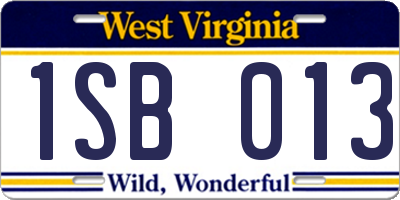 WV license plate 1SB013