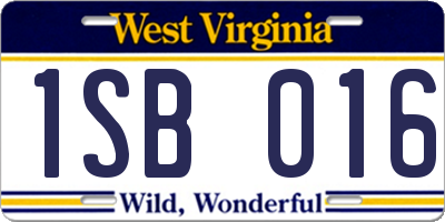 WV license plate 1SB016
