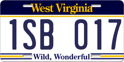 WV license plate 1SB017