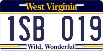 WV license plate 1SB019