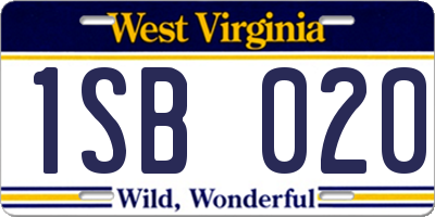 WV license plate 1SB020