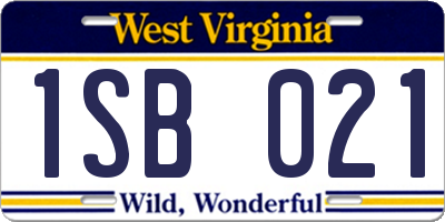 WV license plate 1SB021