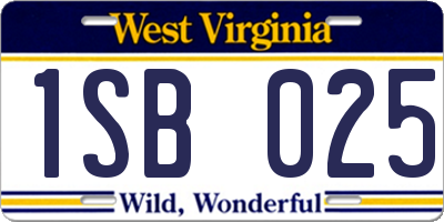 WV license plate 1SB025