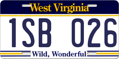 WV license plate 1SB026