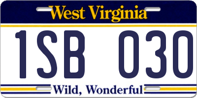 WV license plate 1SB030