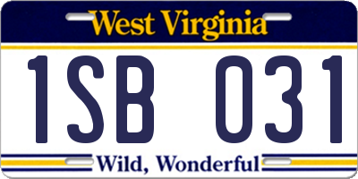 WV license plate 1SB031