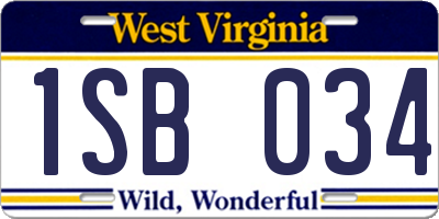 WV license plate 1SB034
