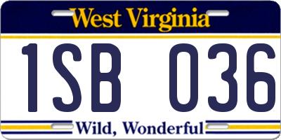 WV license plate 1SB036