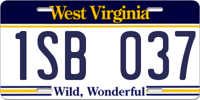 WV license plate 1SB037