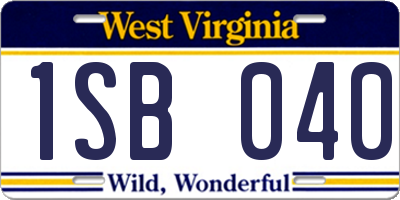 WV license plate 1SB040