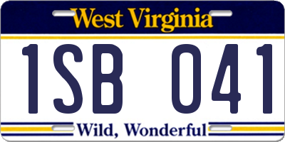 WV license plate 1SB041