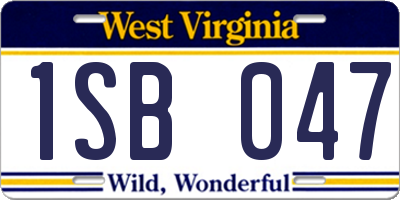 WV license plate 1SB047