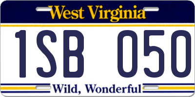 WV license plate 1SB050