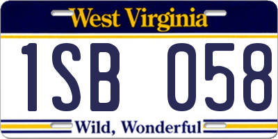 WV license plate 1SB058
