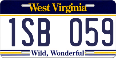 WV license plate 1SB059