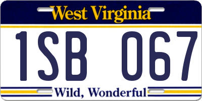 WV license plate 1SB067