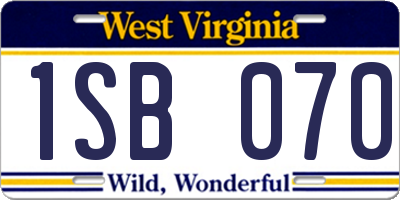WV license plate 1SB070