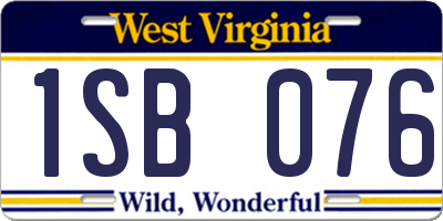 WV license plate 1SB076