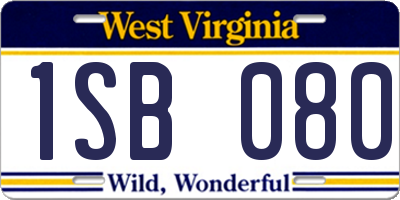 WV license plate 1SB080