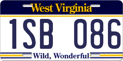 WV license plate 1SB086