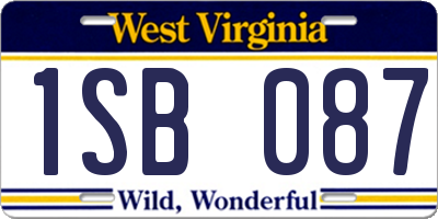 WV license plate 1SB087