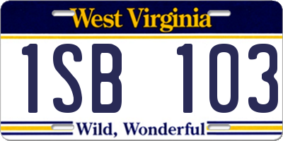 WV license plate 1SB103