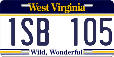 WV license plate 1SB105