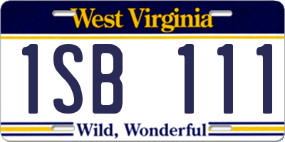 WV license plate 1SB111