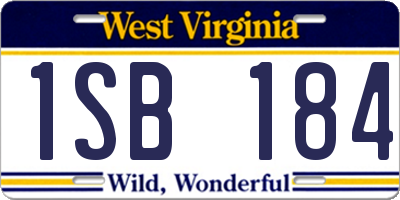 WV license plate 1SB184