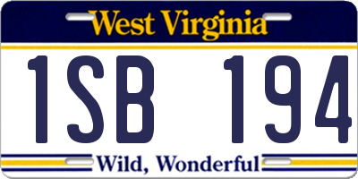 WV license plate 1SB194