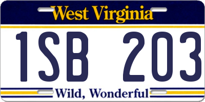 WV license plate 1SB203