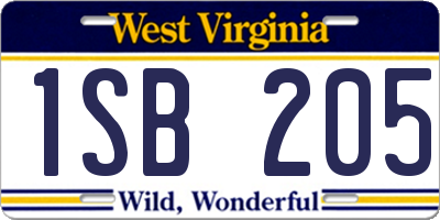 WV license plate 1SB205