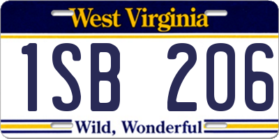 WV license plate 1SB206