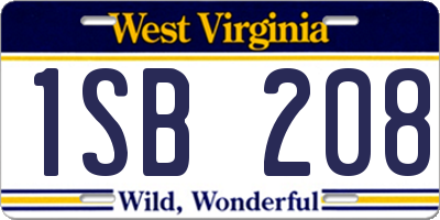 WV license plate 1SB208