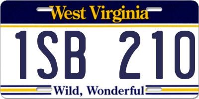 WV license plate 1SB210