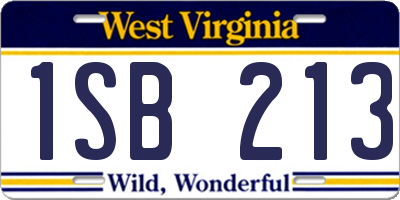 WV license plate 1SB213