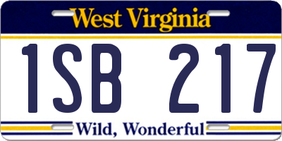 WV license plate 1SB217
