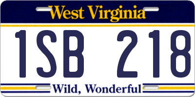 WV license plate 1SB218